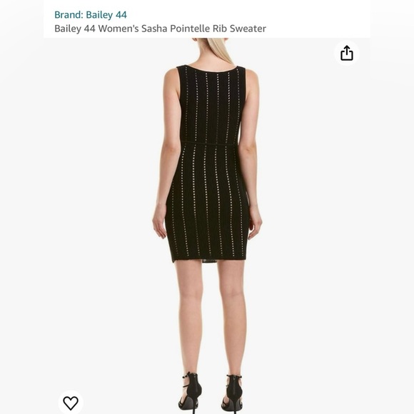 Bailey 44 Women's Sasha Pointelle Rib Sweater Sz Medium Black Bodycon Mini Dress - Picture 7 of 8
